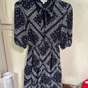 Nanette Lepore Navy and White Long Sleeve Dress